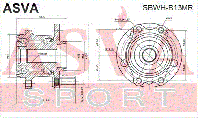 СТУПИЦА ЗАДНЯЯ С МАГНИТНЫМ КОЛЬЦОМ АБС SBWH-B13MR
