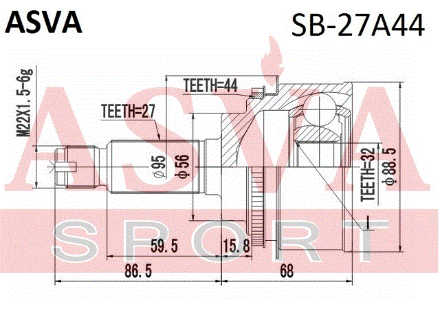 ШРУС НАРУЖНЫЙ 32x56x27 SB-27A44