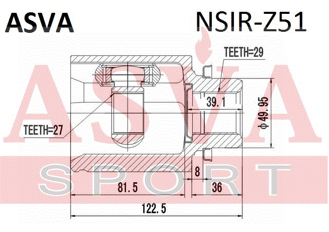 ШРУС ВНУТРЕННИЙ ПРАВЫЙ 27x50x29 NSIR-Z51