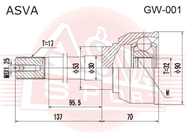 ШРУС НАРУЖНЫЙ 32X53X17 GW-001