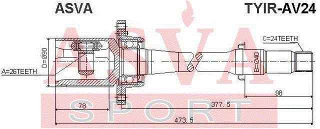 ШРУС ВНУТРЕННИЙ ПРАВЫЙ 26x40x24 (OEM-исполнение) TYIR-AV24