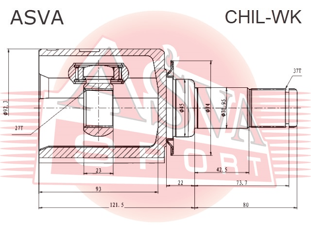 ШРУС ВНУТРЕННИЙ ЛЕВЫЙ 27X45X37 CHIL-WK
