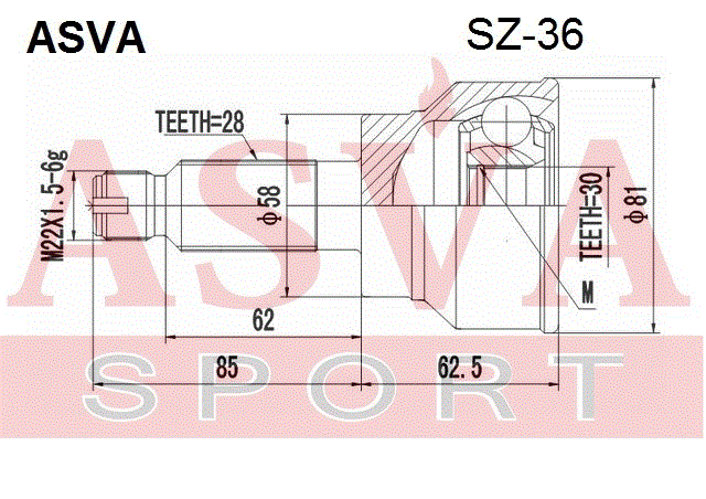 ШРУС НАРУЖНЫЙ 30x58x28 SZ-36