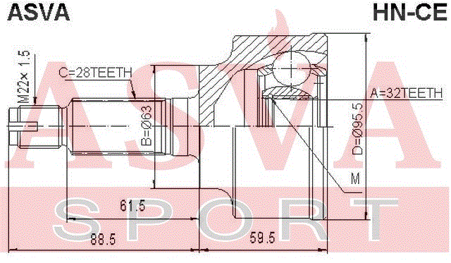 ШРУС НАРУЖНЫЙ 32x63x28 HN-CE
