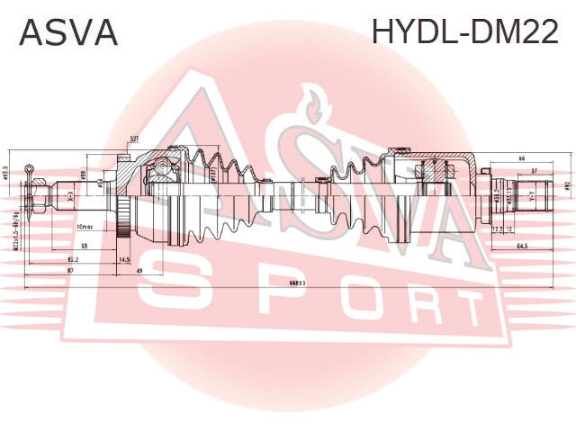 ПРИВОД ПЕРЕДНИЙ ЛЕВЫЙ 31X668X30 HYDL-DM22