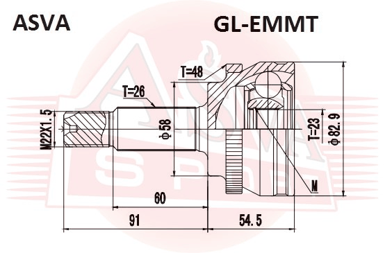 ШРУС НАРУЖНЫЙ 23X58X26 GL-EMMT