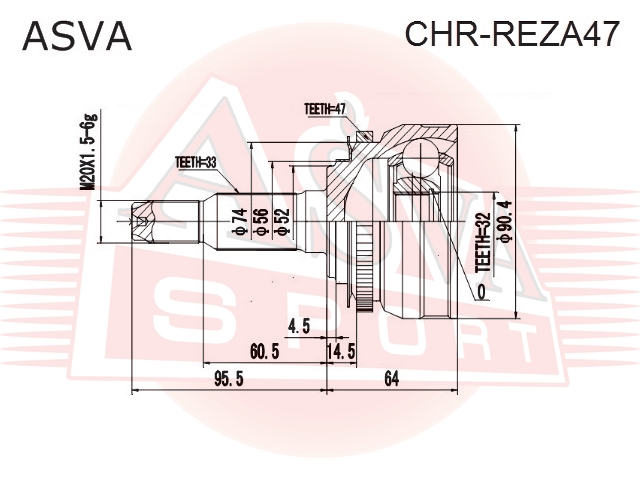 ШРУС НАРУЖНЫЙ 32x52x33 CHR-REZA47
