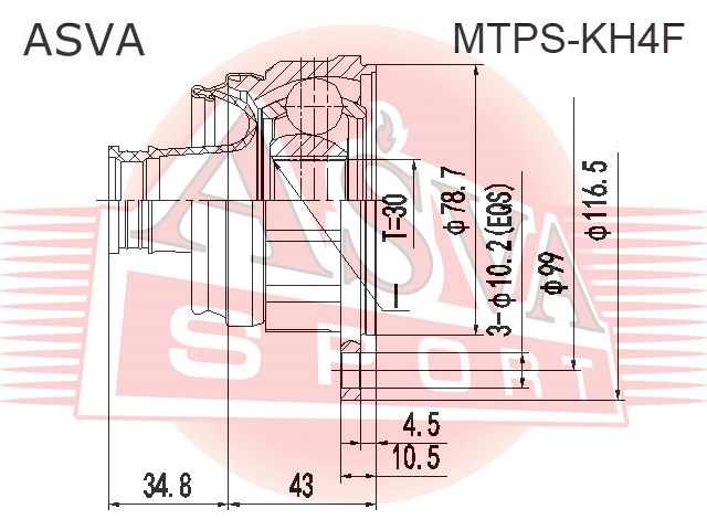 ШРУС КАРДАННОГО ВАЛА 30X99 MTPS-KH4F