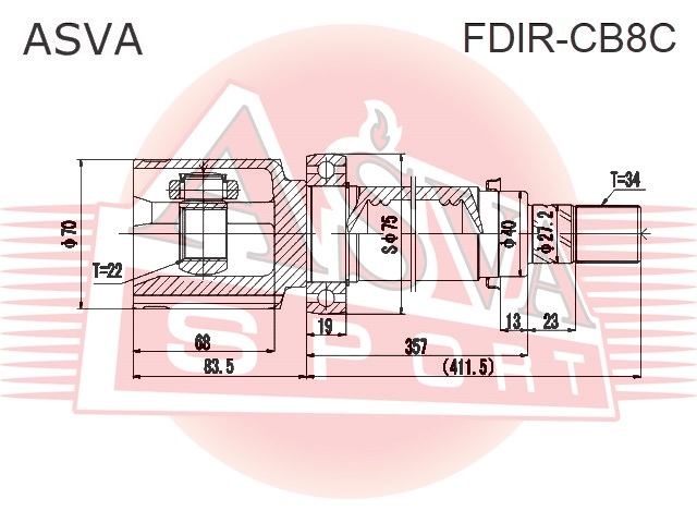 ШРУС ВНУТРЕННИЙ ПРАВЫЙ 22x40x34 FDIR-CB8C