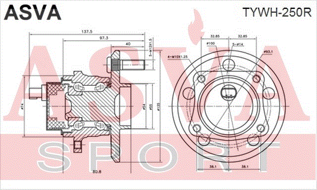 СТУПИЦА ЗАДНЯЯ С ДАТЧИКОМ АБС TYWH-250R