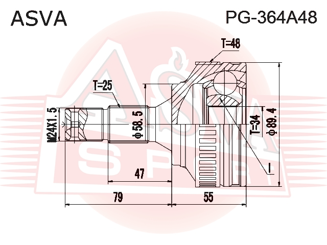 ШРУС НАРУЖНЫЙ 34x58.5x25 PG-364A48