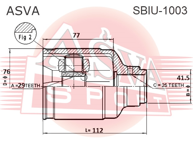 ШРУС ВНУТРЕННИЙ 29X41.3X25 SBIU-1003