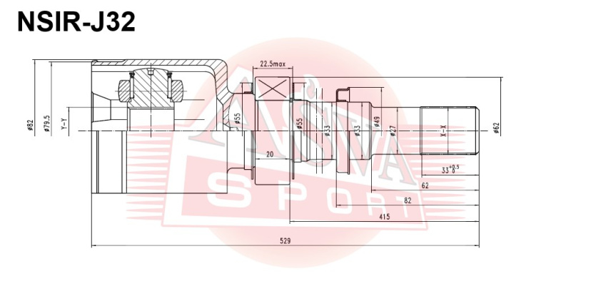 ШРУС ВНУТРЕННИЙ ПРАВЫЙ 24X33X27 NSIR-J32