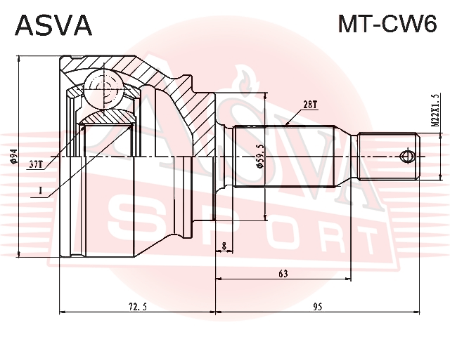 ШРУС НАРУЖНЫЙ 37X59.5X28 MT-CW6