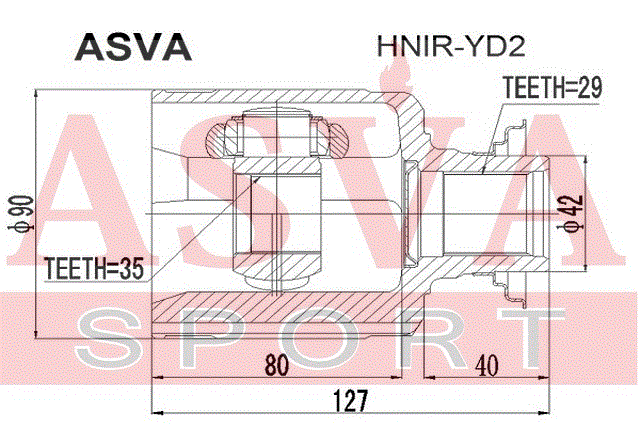 ШРУС ВНУТРЕННИЙ ПРАВЫЙ 35x42x29 (OEM-исполнение) HNIR-YD2