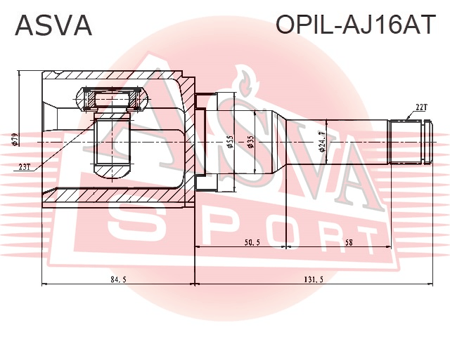 ШРУС ВНУТРЕННИЙ ЛЕВЫЙ 23X35X22 OPIL-AJ16AT