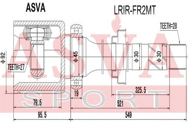 ШРУС ВНУТРЕННИЙ ПРАВЫЙ 27x50,7x28 LRIR-FR2MT