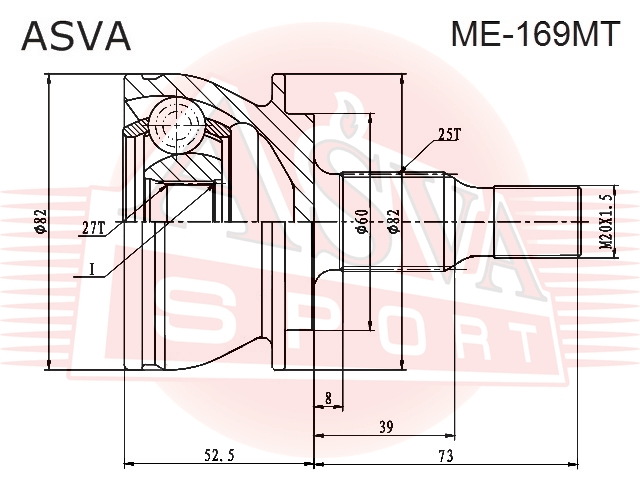 ШРУС НАРУЖНЫЙ 27X60.2X25 ME-169MT