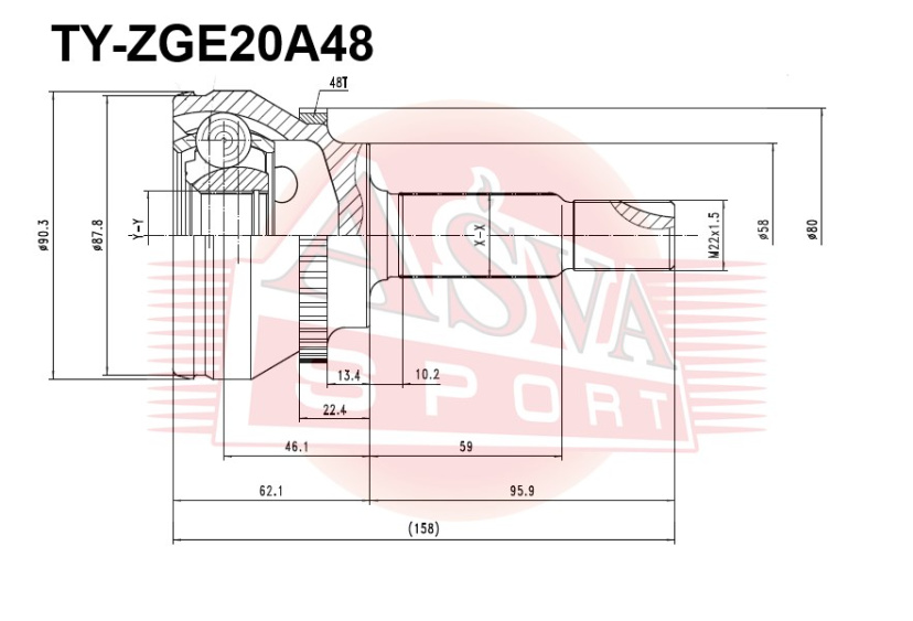 ШРУС НАРУЖНЫЙ 25X58X26 TY-ZGE20A48