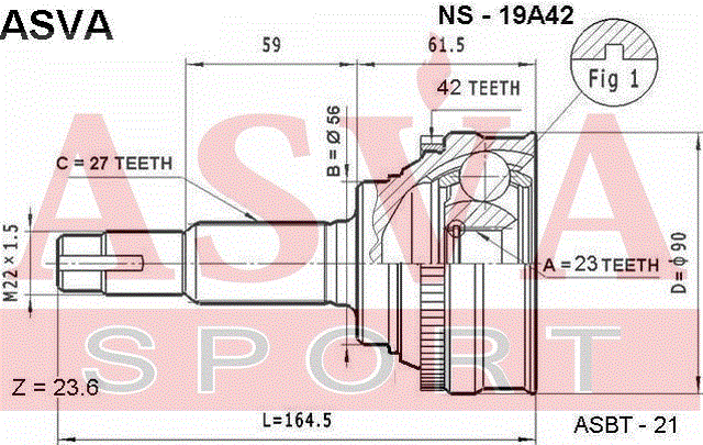 ШРУС НАРУЖНЫЙ 23x56x27 NS-19A42