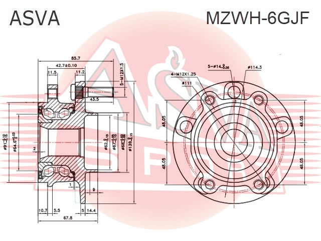 СТУПИЦА ПЕРЕДНЯЯ MZWH-6GJF