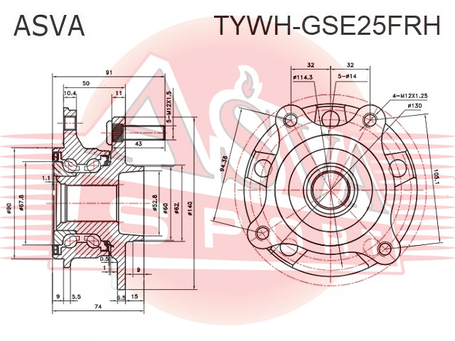 СТУПИЦА ПЕРЕДНЯЯ ПРАВАЯ TYWH-GSE25FRH