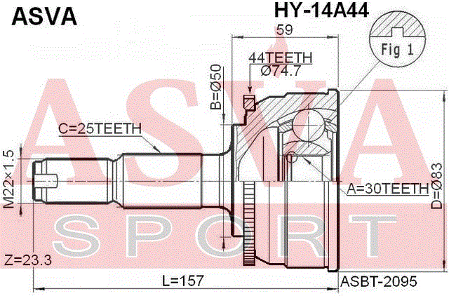 ШРУС НАРУЖНЫЙ 30x50x25 HY-14A44