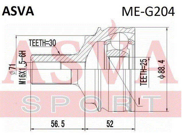 ШРУС НАРУЖНЫЙ 25x71x30 ME-G204