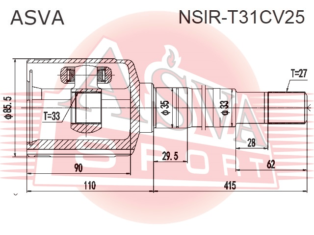 ШРУС ВНУТРЕННИЙ ПРАВЫЙ 33X35X27 NSIR-T31CV25