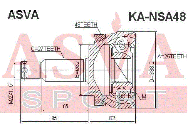 ШРУС НАРУЖНЫЙ 25x62x27 KA-NSA48