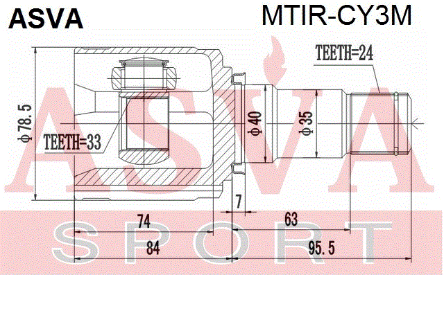 ШРУС ВНУТРЕННИЙ ПРАВЫЙ 33x40x24 MTIR-CY3M