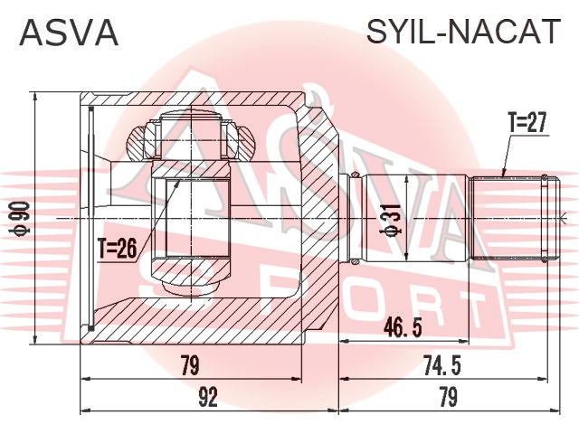 ШРУС ВНУТРЕННИЙ ЛЕВЫЙ 26x31x27 SYIL-NACAT