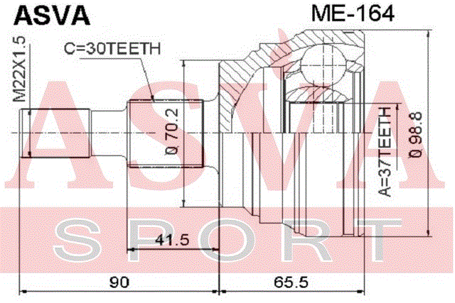 ШРУС НАРУЖНЫЙ 37x70x30 ME-164