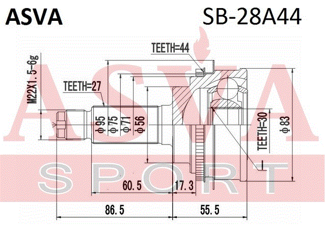 ШРУС НАРУЖНЫЙ 30x56x27 SB-28A44