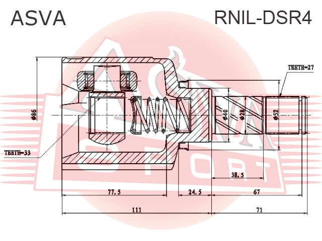 ШРУС ВНУТРЕННИЙ ЛЕВЫЙ 33X40X27 RNIL-DSR4