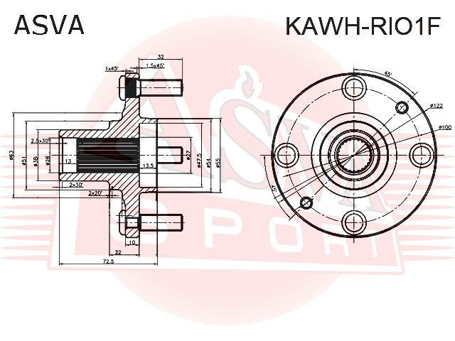 СТУПИЦА ПЕРЕДНЯЯ KAWH-RIO1F