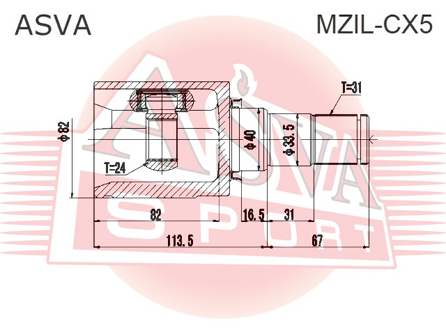 ШРУС ВНУТРЕННИЙ ЛЕВЫЙ 24x40x31 MZIL-CX5
