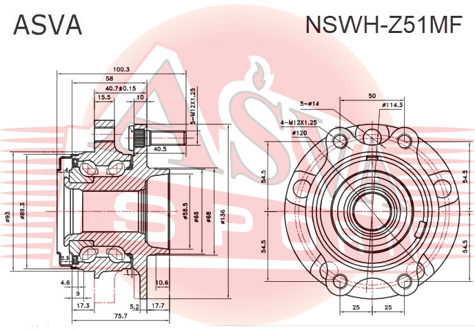 СТУПИЦА ПЕРЕДНЯЯ С МАГНИТНЫМ КОЛЬЦОМ АБС 3.5 NSWH-Z51MF