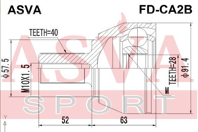 ШРУС НАРУЖНЫЙ 28x57.5x40 FD-CA2B