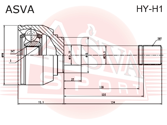 ШРУС НАРУЖНЫЙ 34X56X28 HY-H1