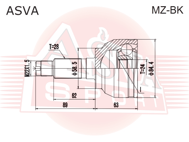 ШРУС НАРУЖНЫЙ 24X58.5X28 MZ-BK