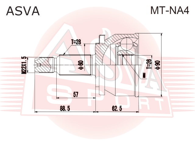 ШРУС НАРУЖНЫЙ 26x60x28 MT-NA4