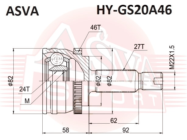 ШРУС НАРУЖНЫЙ  24X64,4X27 HY-GS20A46
