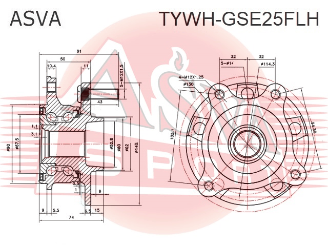 СТУПИЦА ПЕРЕДНЯЯ ЛЕВАЯ TYWH-GSE25FLH