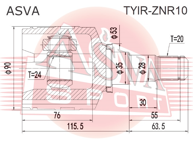 ШРУС ВНУТРЕННИЙ ПРАВЫЙ 24X35X20 TYIR-ZNR10