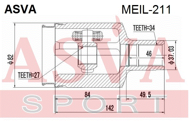 ШРУС ВНУТРЕННИЙ ЛЕВЫЙ 27x37,5x34 (OEM-исполнение) MEIL-211