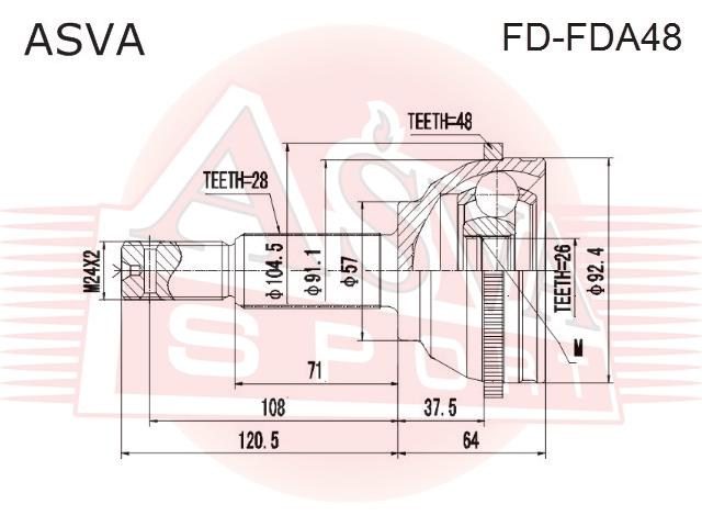 ШРУС НАРУЖНЫЙ 26x57x28 FD-FDA48