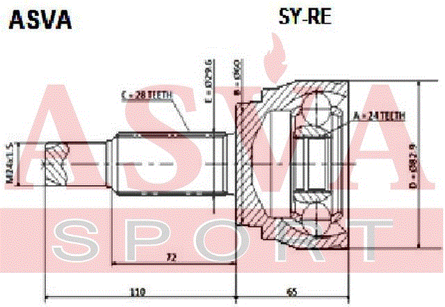 ШРУС НАРУЖНЫЙ 28x60x24 SY-RE