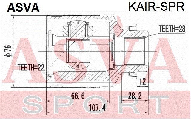 ШРУС ВНУТРЕННИЙ ПРАВЫЙ 22X43X28 KAIR-SPR