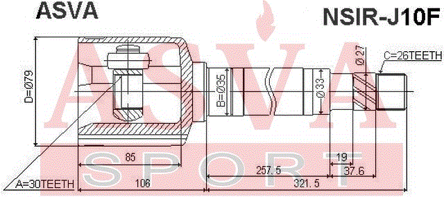 ШРУС ВНУТРЕННИЙ ПРАВЫЙ 30x40x26 NSIR-J10F